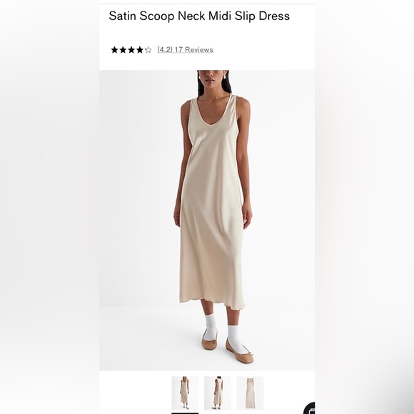 XS Slip dress satin scoop neck dress color champagne - Picture 2 of 5